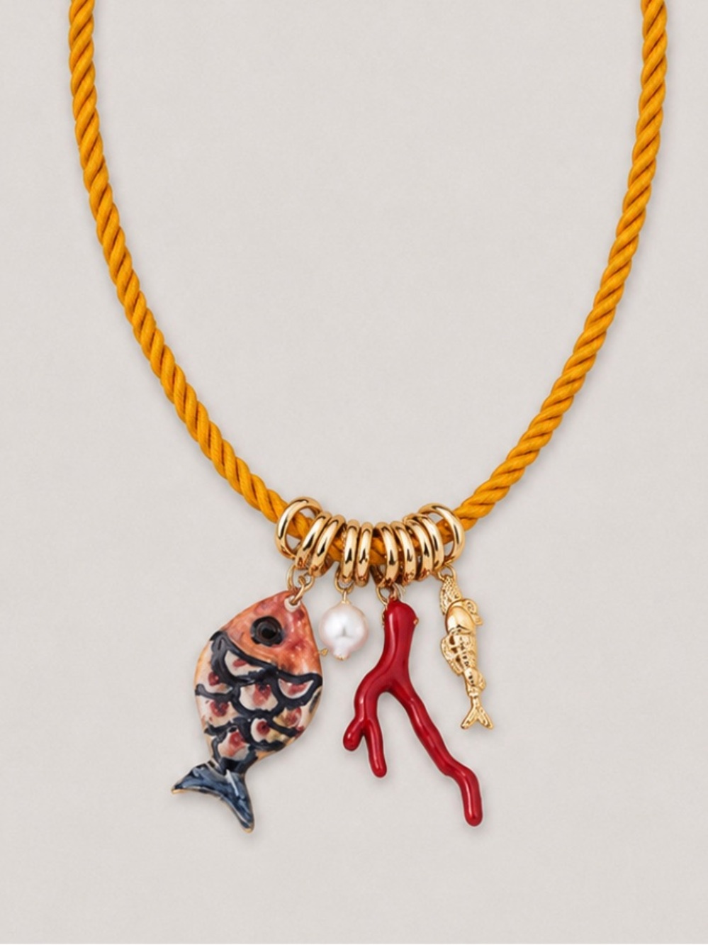 New! Coastal Cord Fish Coral Dopamine Necklace NWOT 5061